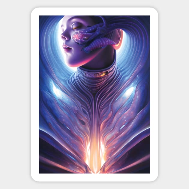 Cosmic Woman | Fantasy Concept Art | Futuristic Character Artwork | Cybernetic Girl Sticker by GloomCraft